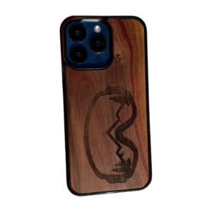 Coque en noyer design masque de ski et montagne MagSafe